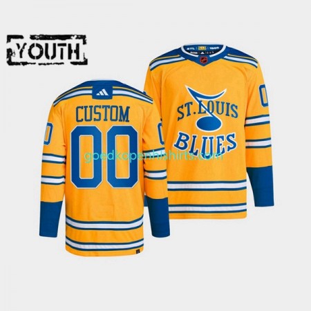 St. Louis Blues Custom Adidas 2022-2023 Reverse Retro Geel Authentic Shirt - Kinderen